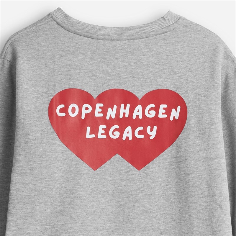 Copenhagen Legacy Mens Crew Heart Print Sweatshirt Grey Melange - Image 4