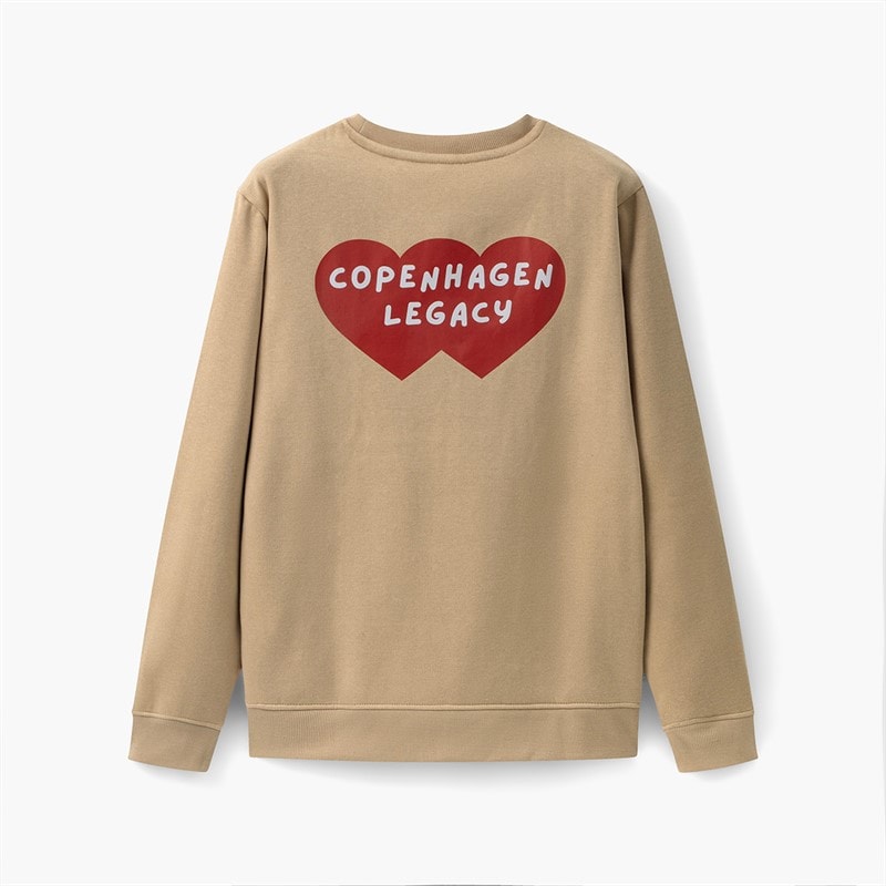 Copenhagen Legacy Mens Crew Heart Print Sweatshirt Khaki - Image 2