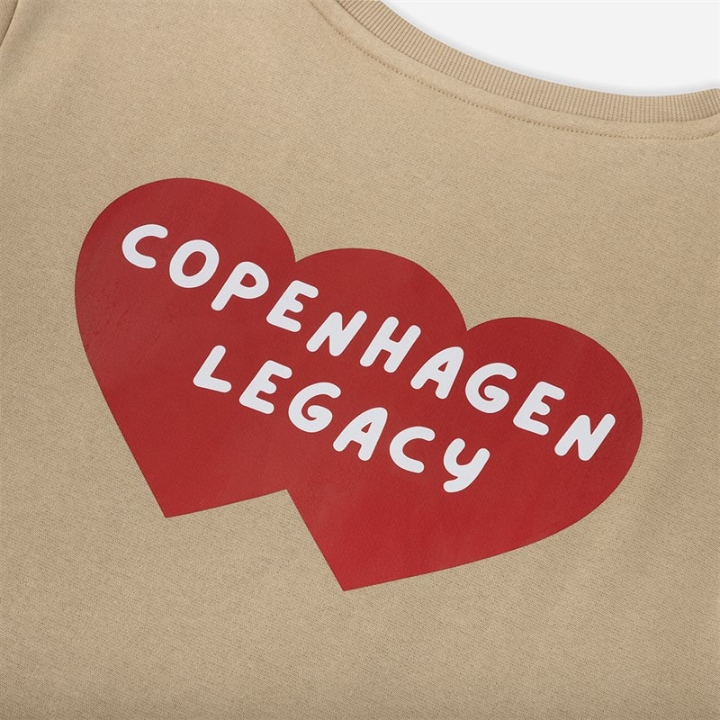 Copenhagen Legacy Mens Crew Heart Print Sweatshirt Khaki - Image 3