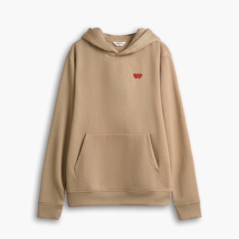 Copenhagen Legacy Mens Crew Heart Print Hoodie Khaki