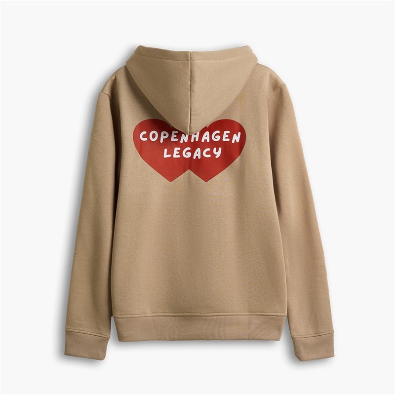 Copenhagen Legacy Mens Crew Heart Print Hoodie Khaki - Image 2