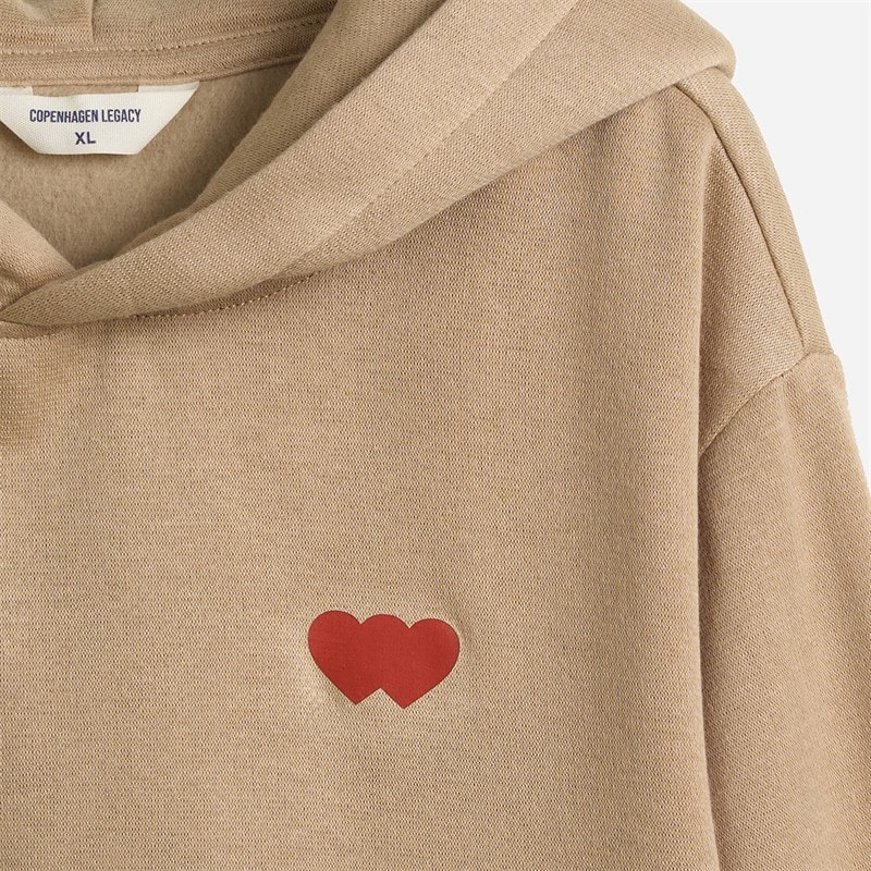 Copenhagen Legacy Mens Crew Heart Print Hoodie Khaki - Image 3