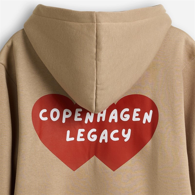 Copenhagen Legacy Mens Crew Heart Print Hoodie Khaki - Image 4