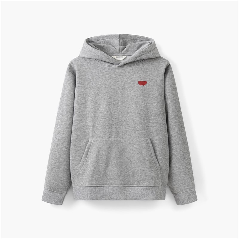 Copenhagen Legacy Mens Crew Heart Print Hoodie Grey Melange