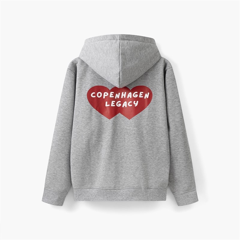 Copenhagen Legacy Mens Crew Heart Print Hoodie Grey Melange - Image 2