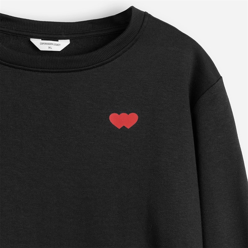Copenhagen Legacy Mens Crew Heart Print Sweatshirt Black - Image 4
