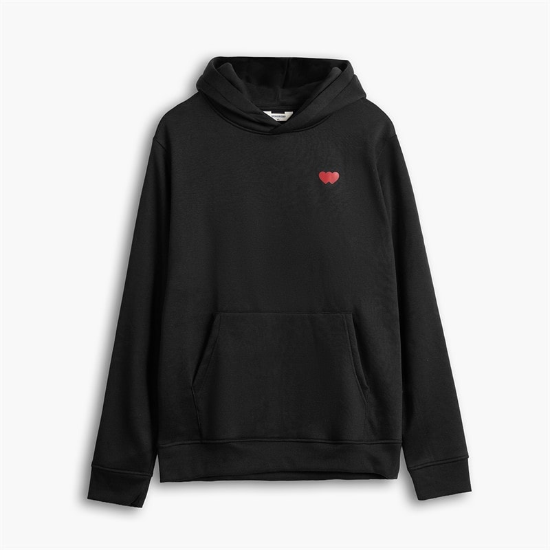 Copenhagen Legacy Mens Crew Heart Print Hoodie Black