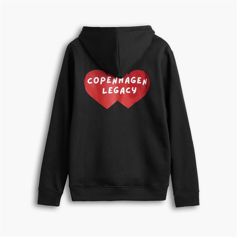 Copenhagen Legacy Mens Crew Heart Print Hoodie Black - Image 2