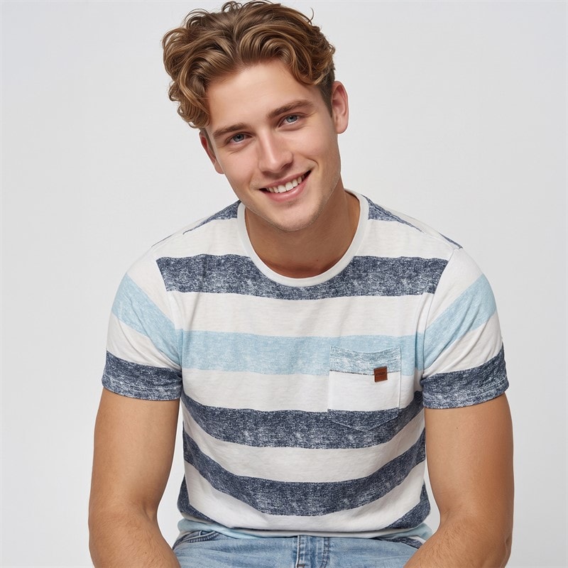 Indicode Mens Inhernandez T-Shirt Blue Wave - Image 3