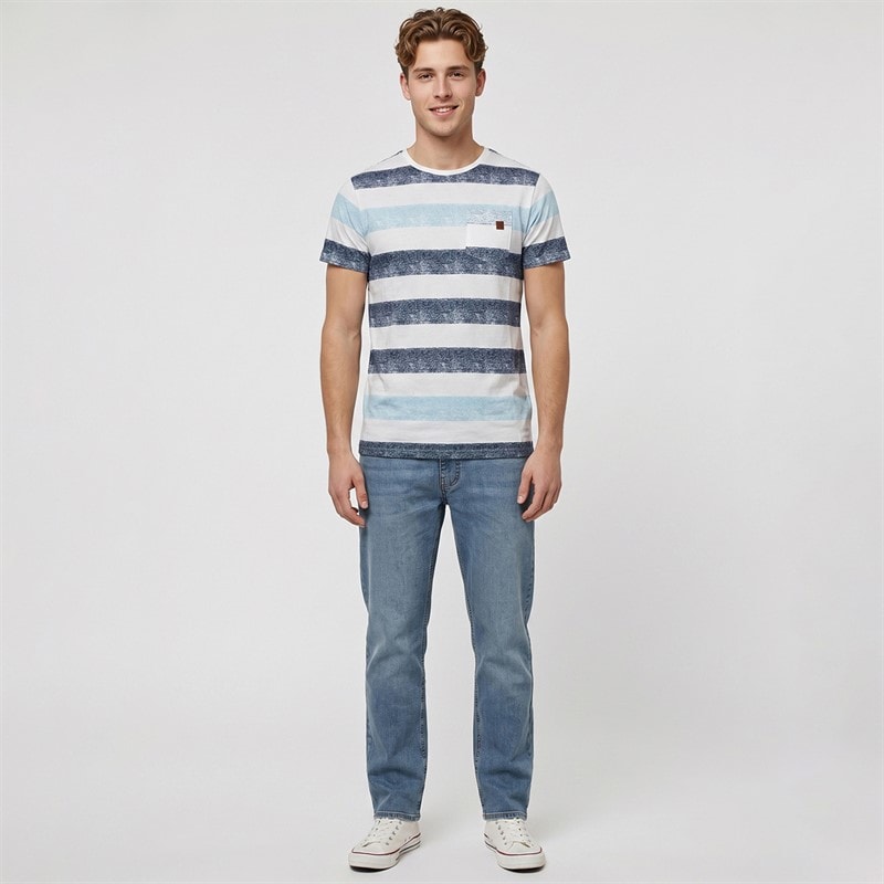 Indicode Mens Inhernandez T-Shirt Blue Wave - Image 4