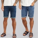 Indicode Mens Inalicanto Two Pack Denim Shorts Medium Indigo/Iconic Blue Medium Indigo+Iconic Blue