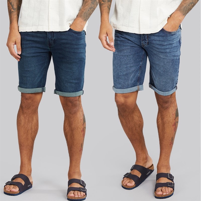 Indicode Mens Inalicanto Two Pack Denim Shorts Medium Indigo/Iconic Blue Medium Indigo+Iconic Blue - Image 1