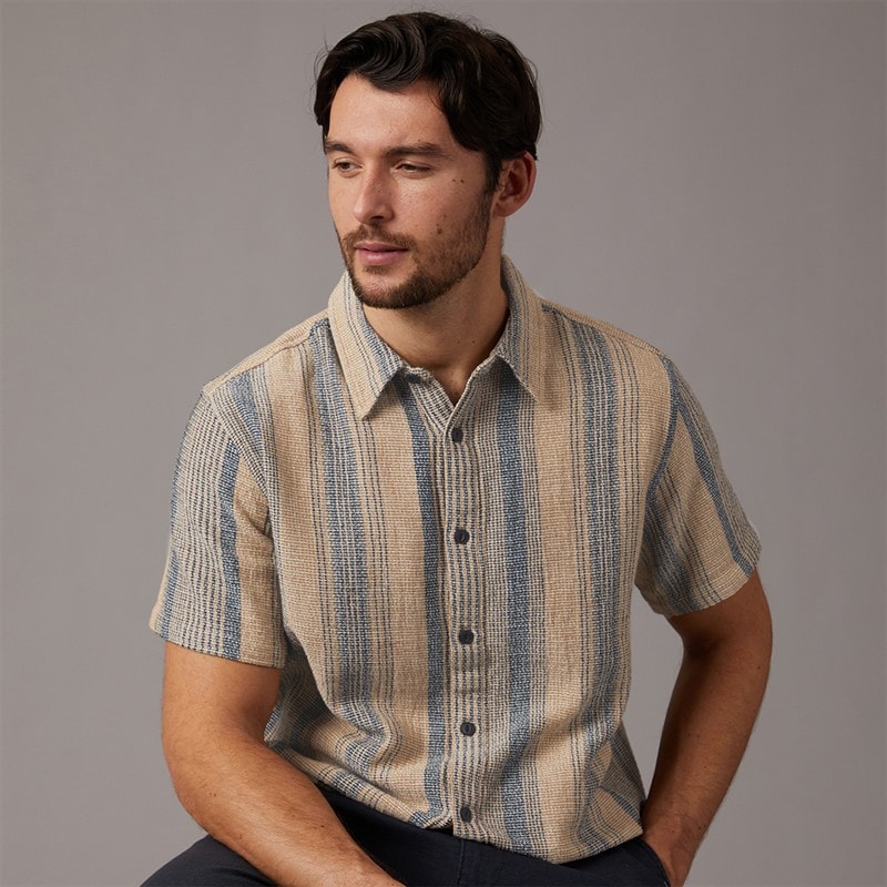 Indicode Mens Inrafko Short Sleeve Shirt Beige