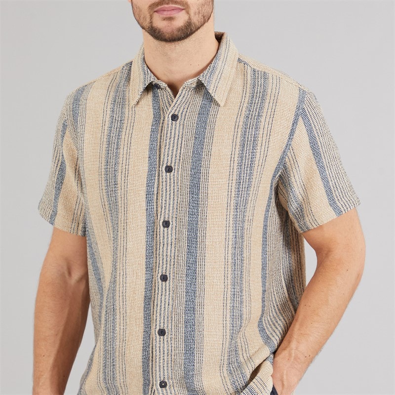Indicode Mens Inrafko Short Sleeve Shirt Beige - Image 3