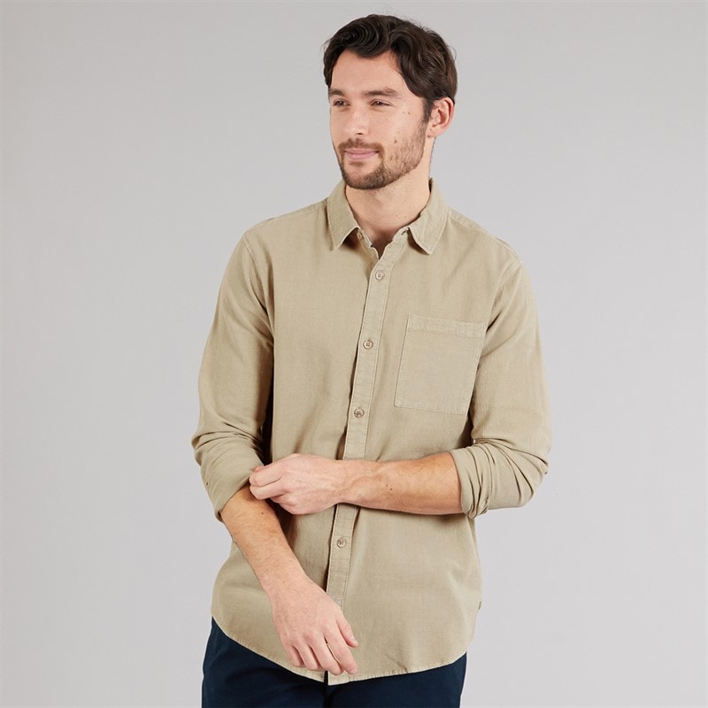 Indicode Mens Trypto Long Sleeve Shirt Stone - Image 1