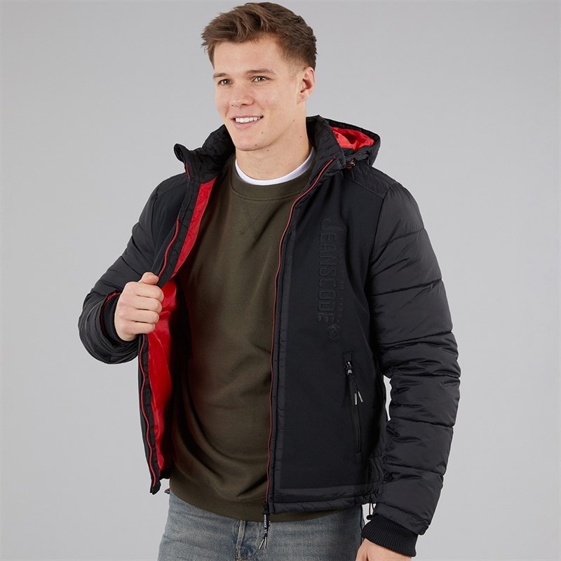 Indicode Mens Inechermann Hooded Bomber Jacket Black - Image 1