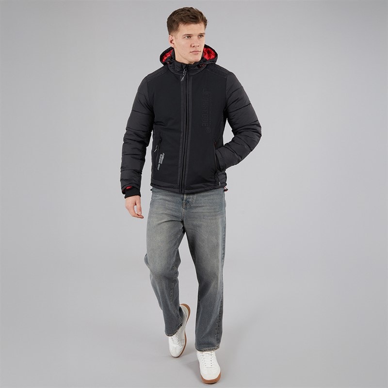 Indicode Mens Inechermann Hooded Bomber Jacket Black - Image 4