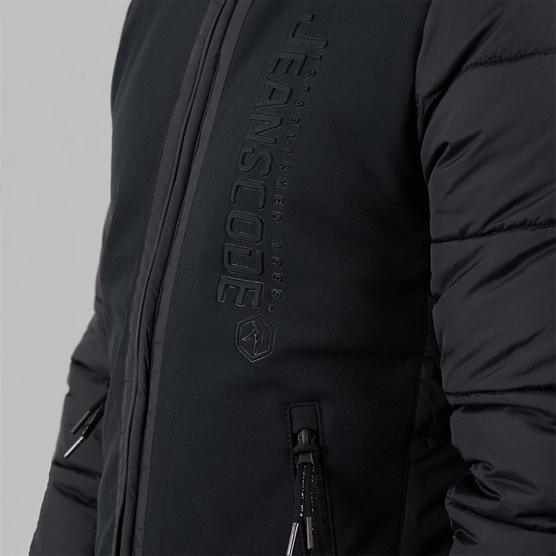 Indicode Mens Inechermann Hooded Bomber Jacket Black - Image 5
