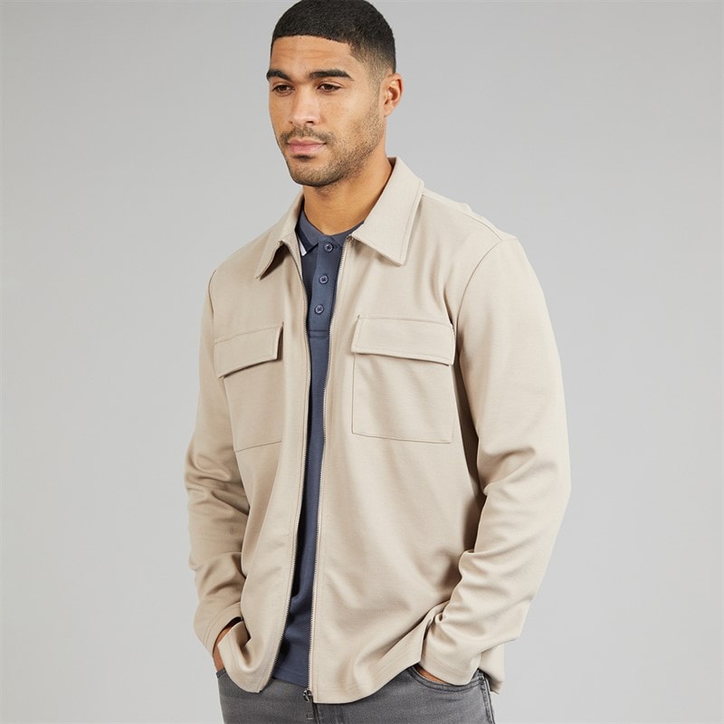 Indicode Mens Nello Zip Shirt Simply Taupe - Image 1