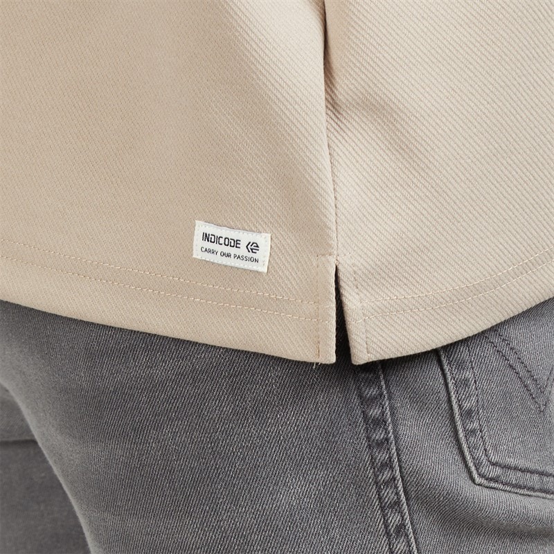 Indicode Mens Nello Zip Shirt Simply Taupe - Image 3