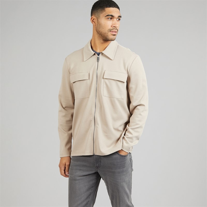 Indicode Mens Nello Zip Shirt Simply Taupe - Image 5