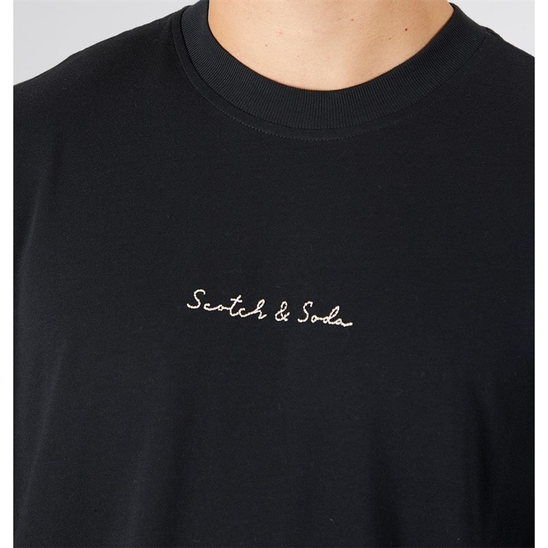 Scotch & Soda Mens Oversized Graphic T-Shirt Black/Red - Image 3
