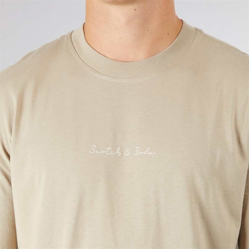 Scotch & Soda Mens Oversized Graphic T-Shirt Taupe - Image 3