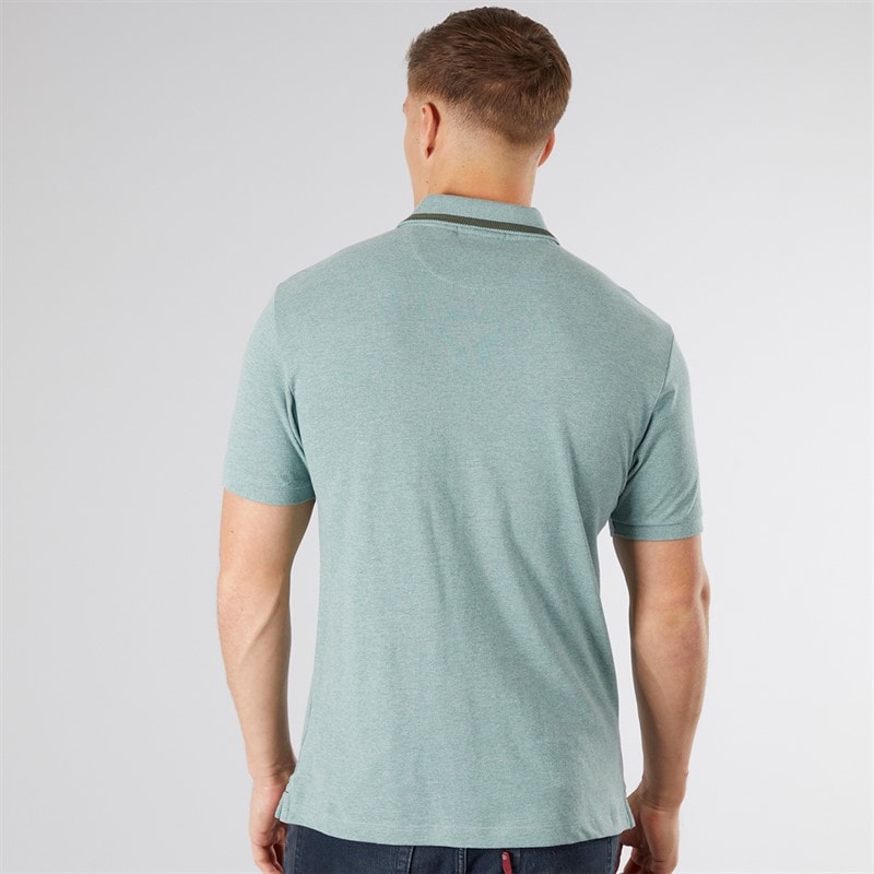 Scotch & Soda Mens Pique Polo Shirt Olive/Khaki - Image 2