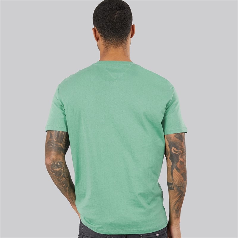 Tommy Jeans Mens Linear Logo T-Shirt Bahama Green - Image 2