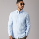 Tommy Jeans Mens Linen Long Sleeve Shirt Sweet Blue