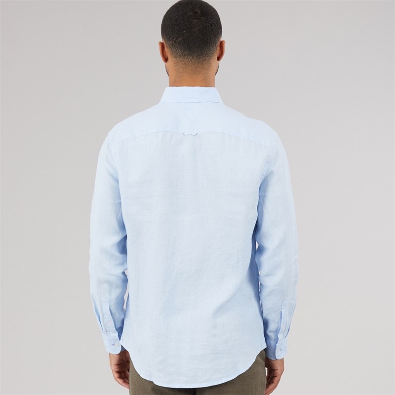 Tommy Jeans Mens Linen Long Sleeve Shirt Sweet Blue - Image 2