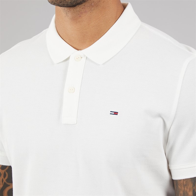 Tommy Jeans Mens Placket Polo Shirt Ecru - Image 3