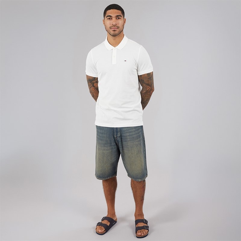 Tommy Jeans Mens Placket Polo Shirt Ecru - Image 4
