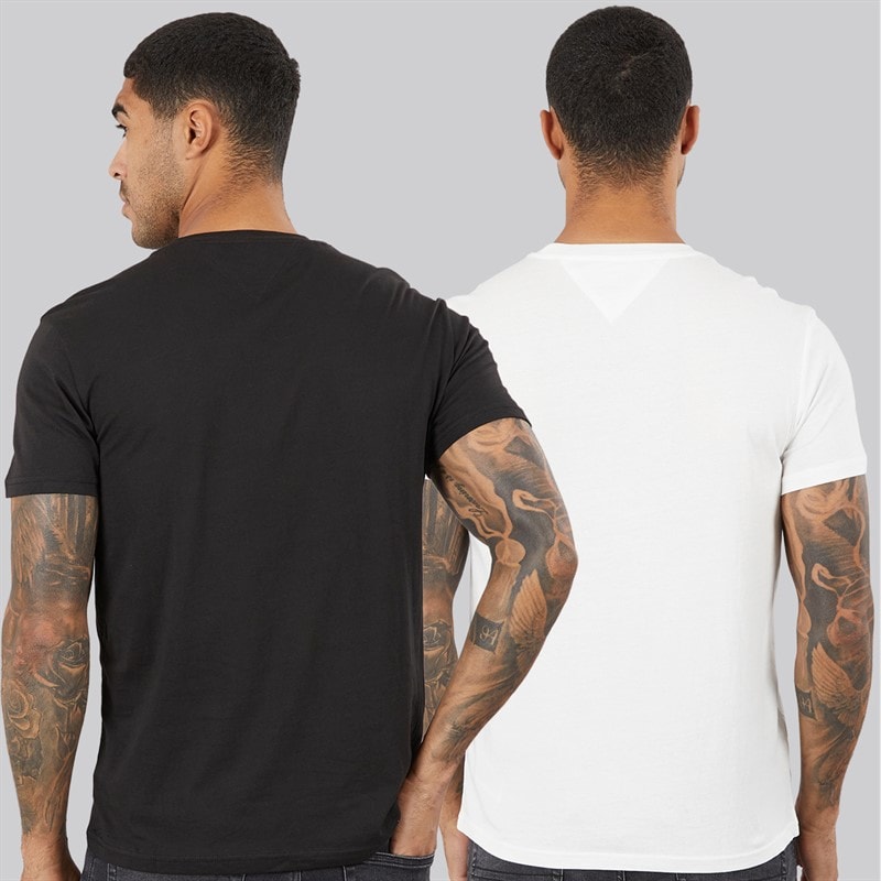 Tommy Jeans Mens Two Pack Linear T-Shirts Ecru/Black - Image 2