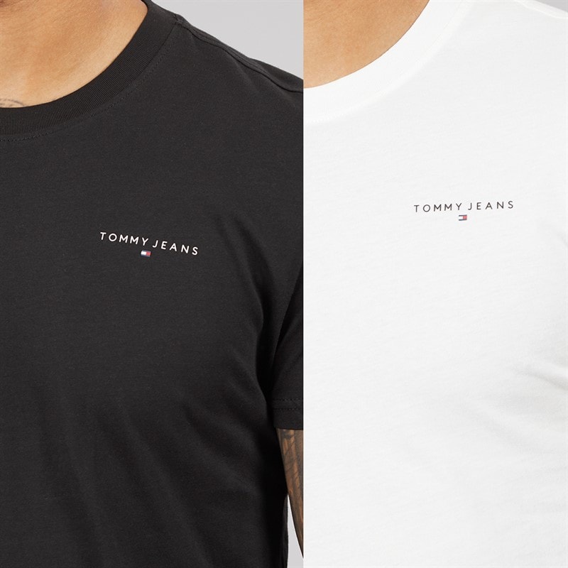 Tommy Jeans Mens Two Pack Linear T-Shirts Ecru/Black - Image 3