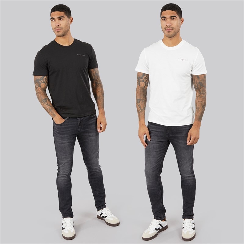 Tommy Jeans Mens Two Pack Linear T-Shirts Ecru/Black - Image 4