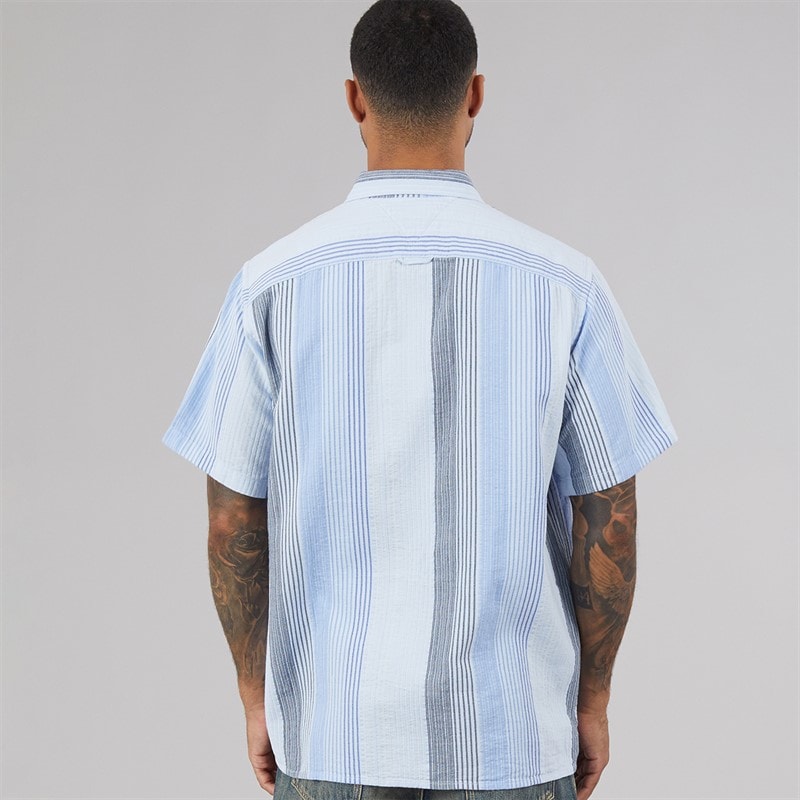 Tommy Jeans Mens Stripe Short Sleeve Shirt Sweet Blue Stripes - Image 2