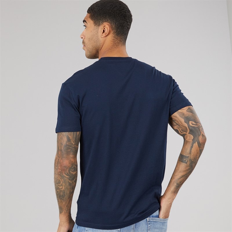 Tommy Jeans Mens Linear Logo T-Shirt Dark Night Navy/Sweet Blue - Image 2
