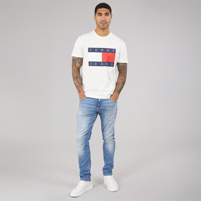 Tommy Jeans Mens Big Flag T-Shirt Ancient White - Image 3