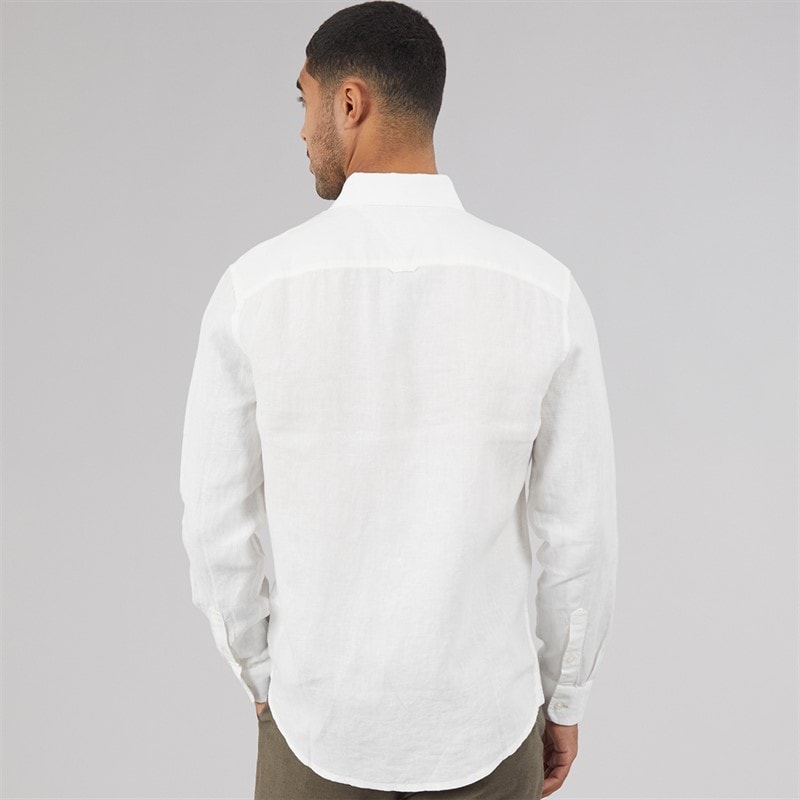 Tommy Jeans Mens Linen Long Sleeve Shirt Ecru - Image 2