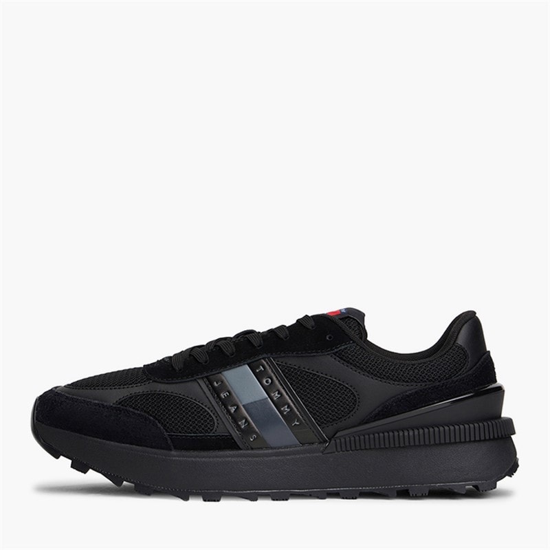 Tommy Jeans Mens Technical Runner Trainers Black