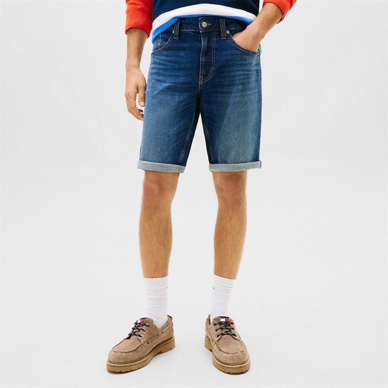Tommy Jeans Mens Ronnie Faded Slim Denim Shorts Denim Dark