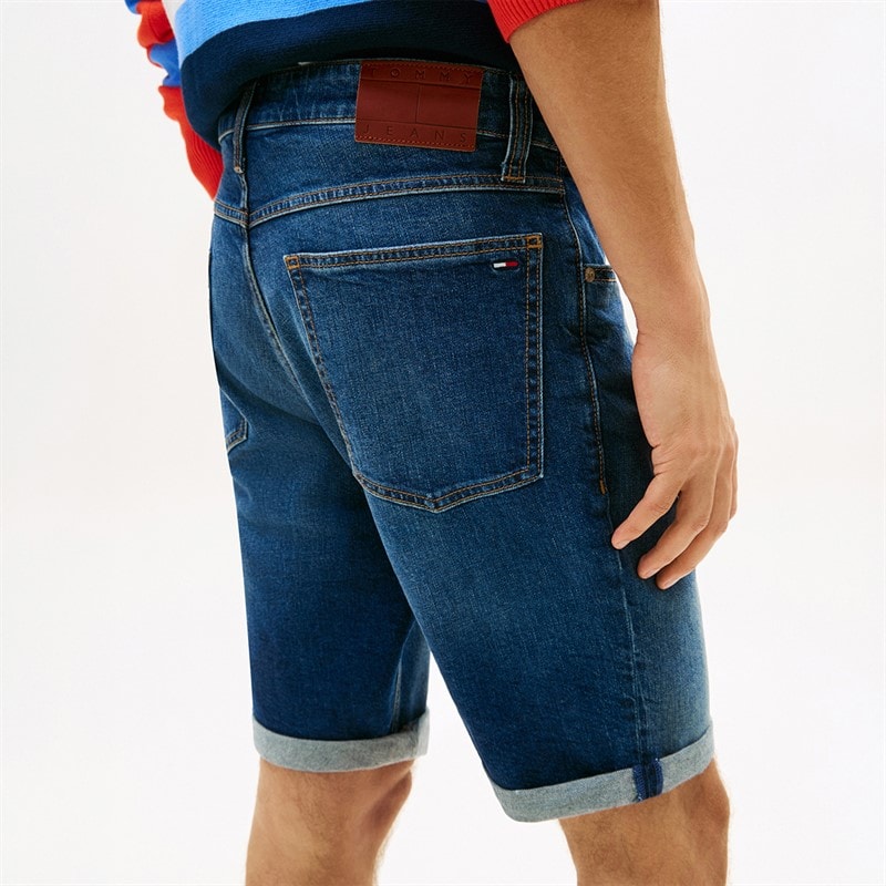 Tommy Jeans Mens Ronnie Faded Slim Denim Shorts Denim Dark - Image 4