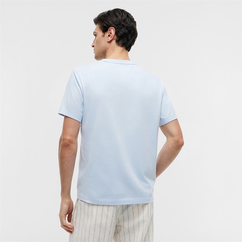 Tommy Jeans Mens Flag Embroidery T-Shirt Sky Blue - Image 2