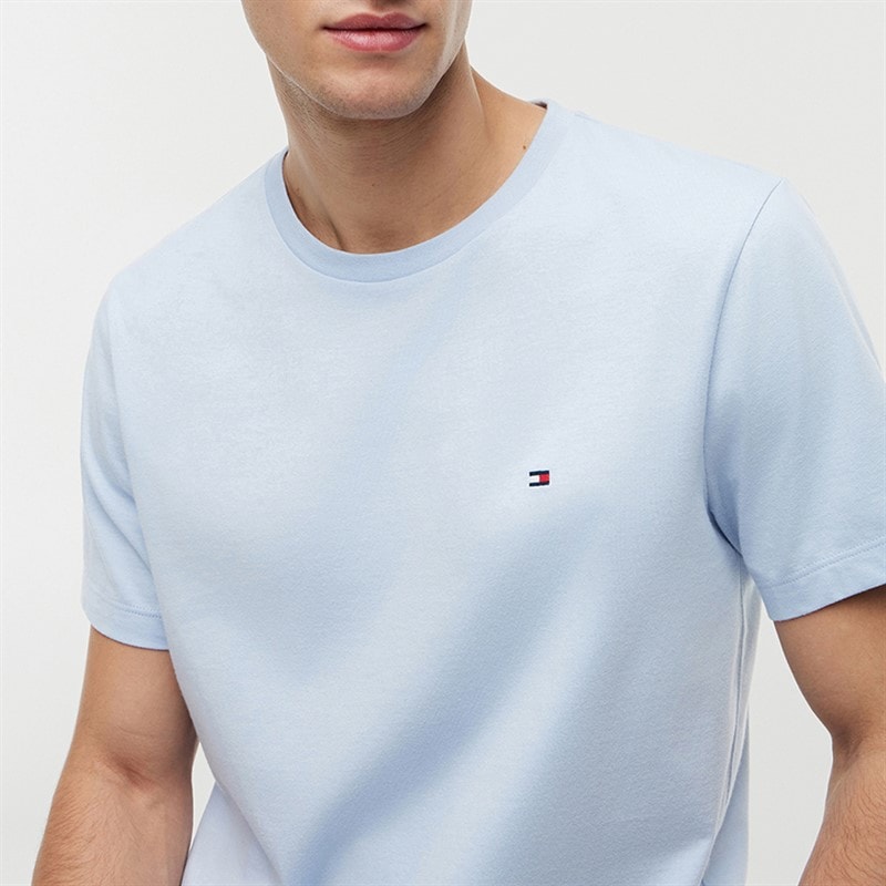 Tommy Jeans Mens Flag Embroidery T-Shirt Sky Blue - Image 3