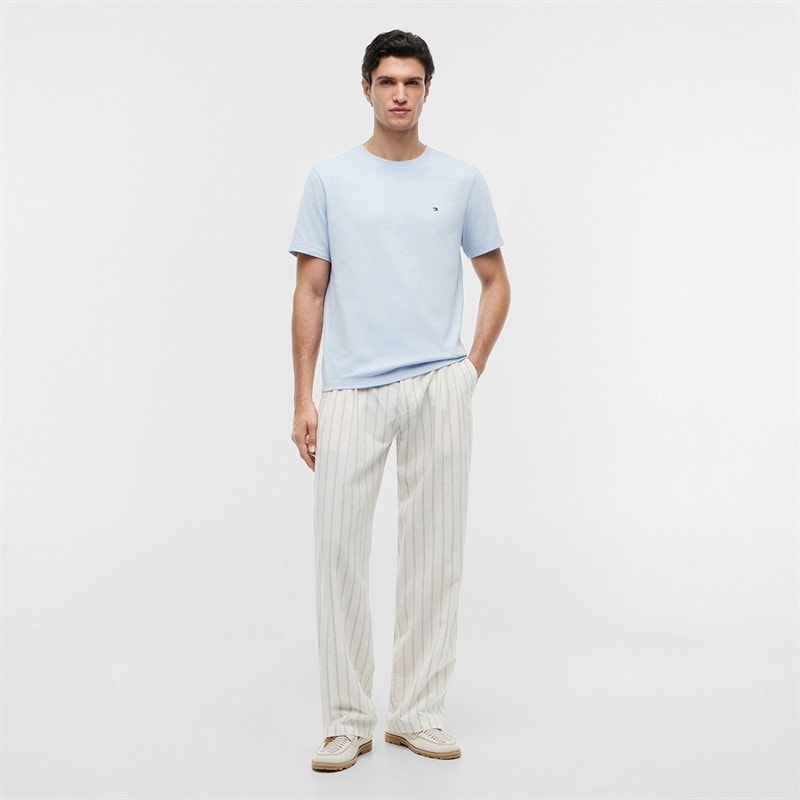 Tommy Jeans Mens Flag Embroidery T-Shirt Sky Blue - Image 4