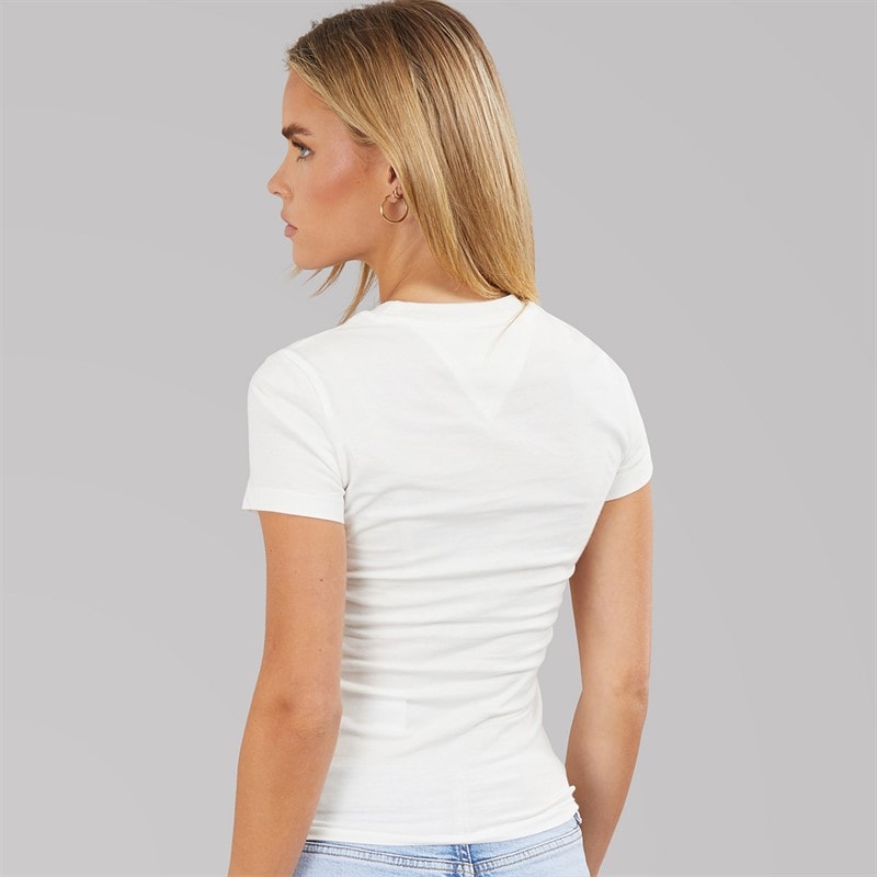 Tommy Jeans Womens Wavy Flag T-Shirt Ecru - Image 2