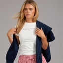 Tommy Jeans Womens Linear T-Shirt Ecru