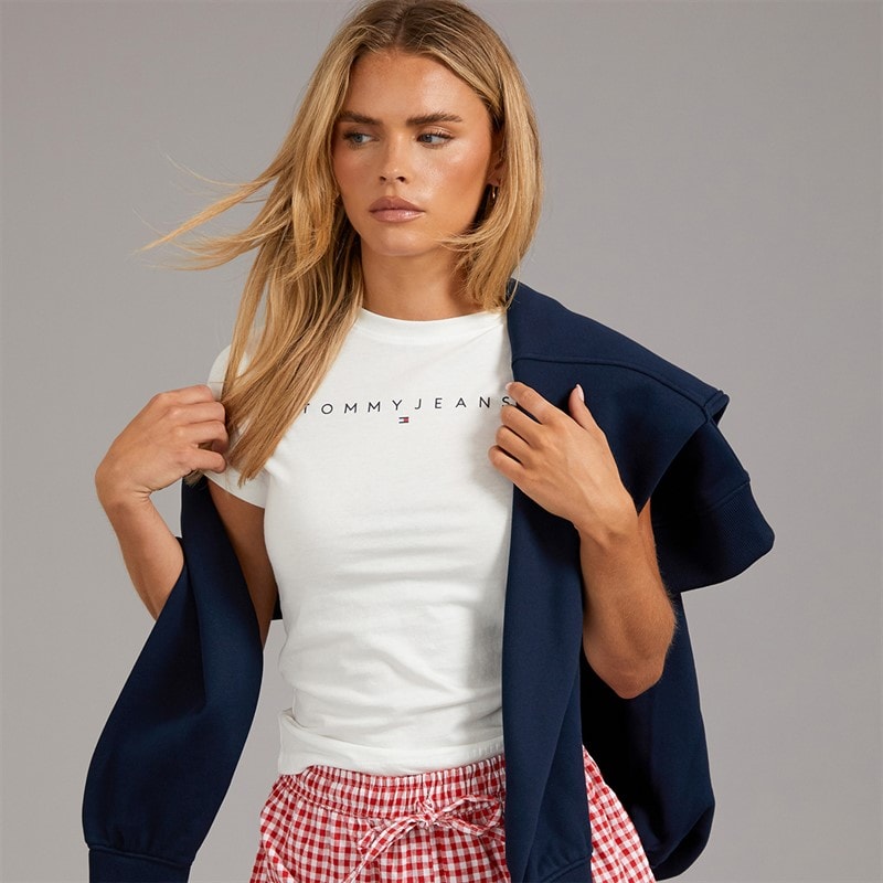Tommy Jeans Womens Linear T-Shirt Ecru