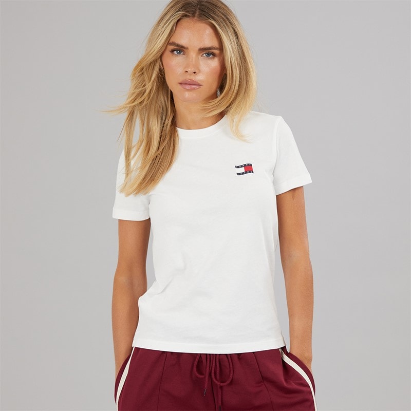Tommy Jeans Womens Wavy Flag T-Shirt Ecru - Image 2